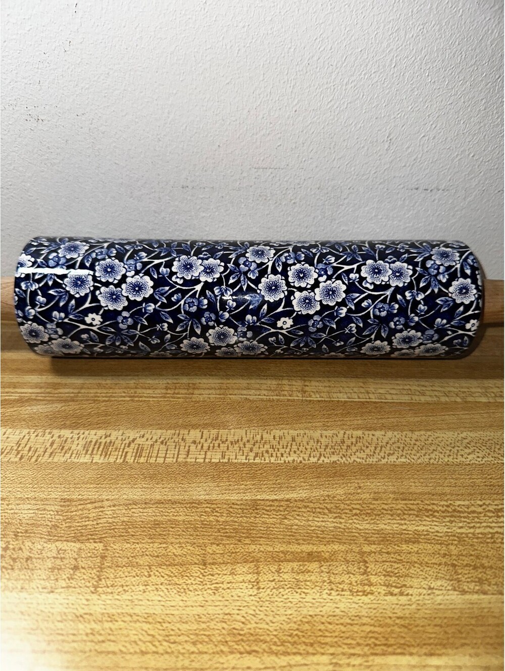 Vintage Staffordshire England Blue Burleigh Rolling Pin 20" - Picture 10 of 11